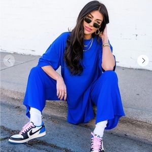 2pc rib knit playsuit in royal blue by Dressed in Lala